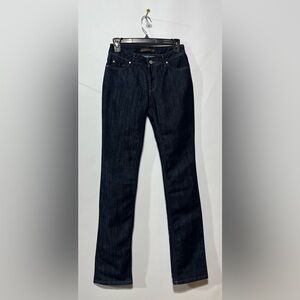ZARA WOMAN Dark Blue Mid-Rise Straight Jeans Size‎ 4 (Waist 26) Inseam 34”